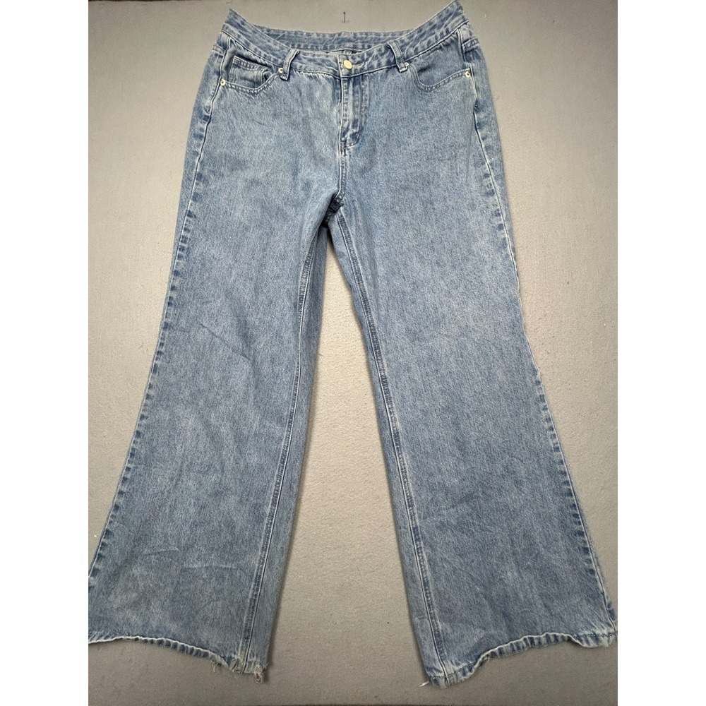 Jooti Jeans Wide Leg Cotton Blend Light Wash Blue 35x28 Womens